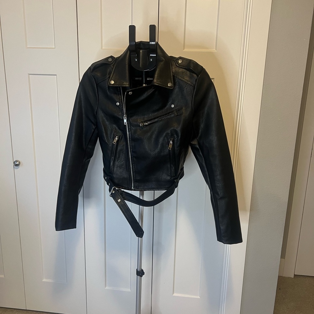 Lulu's Sleek Black Faux Leather Jacket